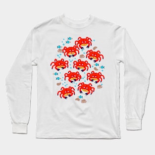 Illustration of cute red crabs. Long Sleeve T-Shirt